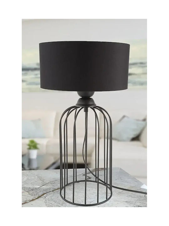 Stewehome Μαύρη Επιτραπέζια Λάμπα Μαύρο Καπέλο 45x26 Cm