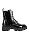 Women's Combat Boots in Black Patent Leather