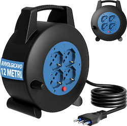 Bakaji Extension Cord Reel with Cable 12m