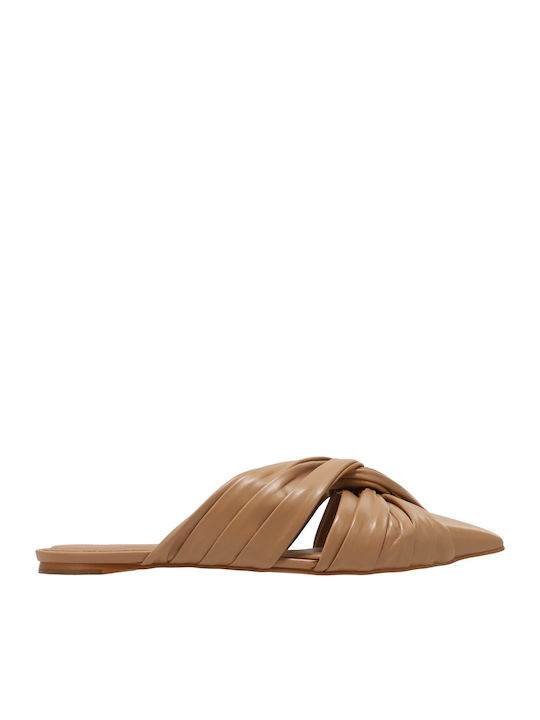 Carrano Flat Δερμάτινα Mules σε Καφέ Χρώμα