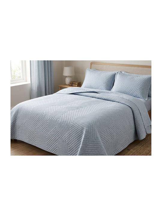 Double Coverlet Set Light Blue 230x250cm 3 Pieces