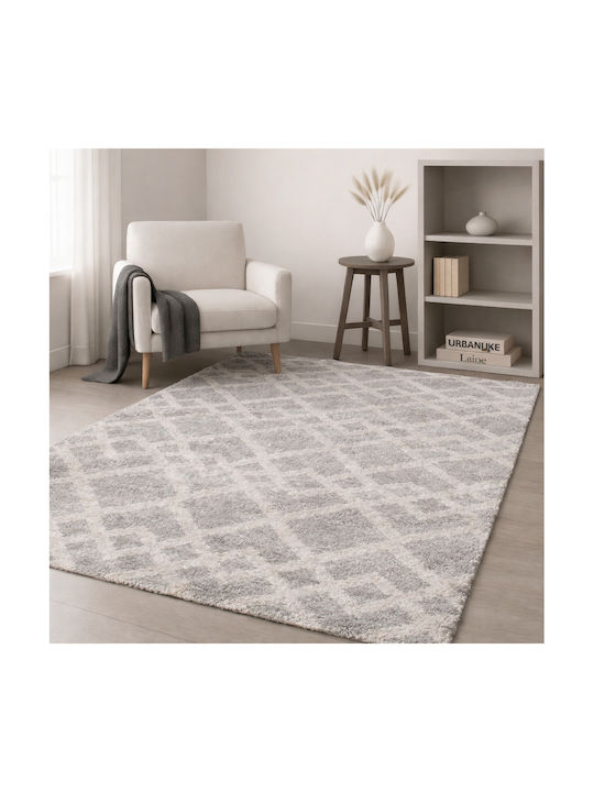 Shaggy Geometric Χαλί Ορθογώνιο Cream Grey 120x170cm