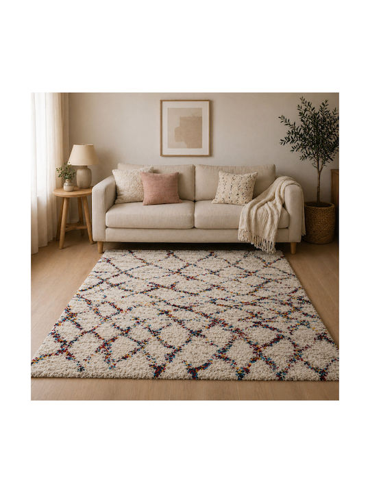 Shaggy Noelia Rug Rectangular Cream-Multi 120x150cm