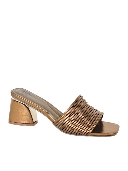 Mules With Heel In Brown Colour