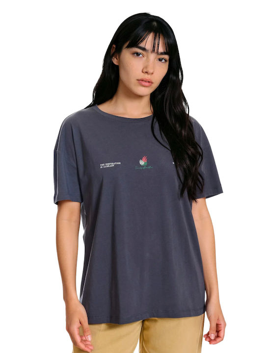 Funky Buddha Γυναικείο T-shirt Ανθρακί