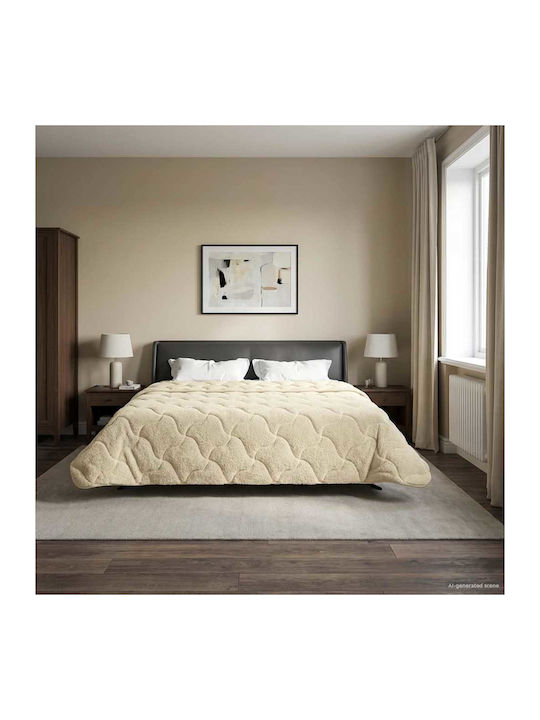 vidaXL Fleece Double Blanket 200x220cm Cream