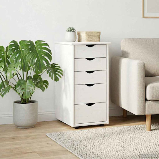 Office Drawer Made of Solid Wood White 34x39x61.5cm