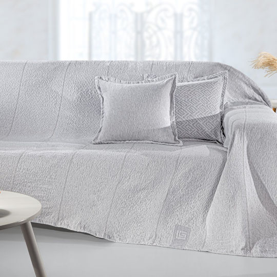 Guy Laroche Soho Ριχτάρι Διθέσιου Καναπέ Δύο 'Οψεων Chenille 180x250εκ. Silver