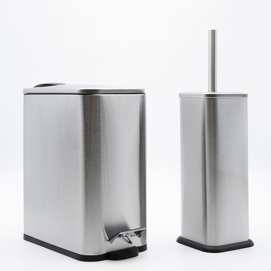 Hotel Slim Inox Pedal Bin Set 5l Soft Close & Metal Brush