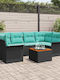 Garten- und Outdoor-Möbelsets Typsatz Wohnzimmer 7 Stück Schwarz mit Kissen