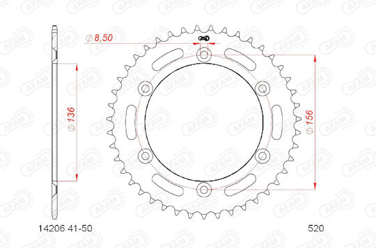 Afam Steel Rear Sprocket 520 Chain Code 14206-46