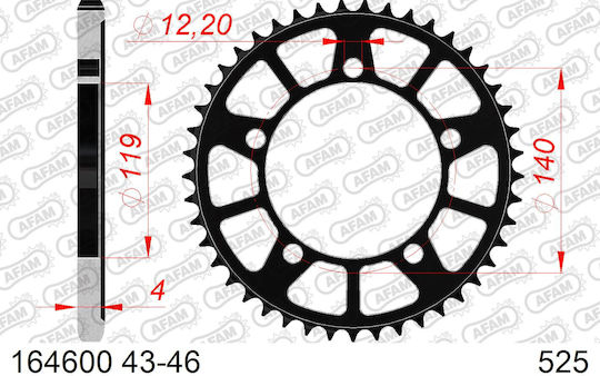 Pinion Spate Din Oțel Afam Lanț 525 Cod 164600-44