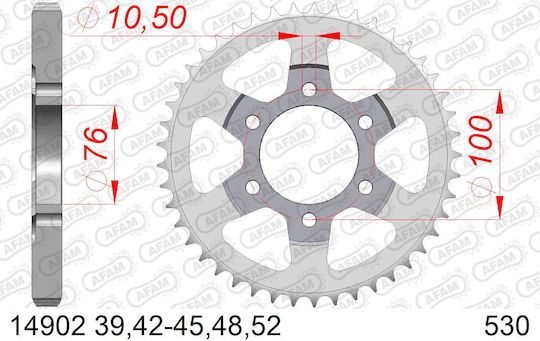 Afam Steel Rear Sprocket 530 Chain Code 14902-45