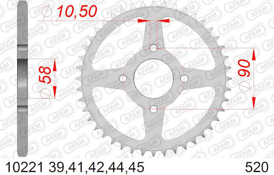 Afam Steel Rear Sprocket 520 Chain Code 10221-44