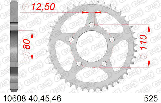 Afam Steel Rear Sprocket 525 Chain Code 10608-46