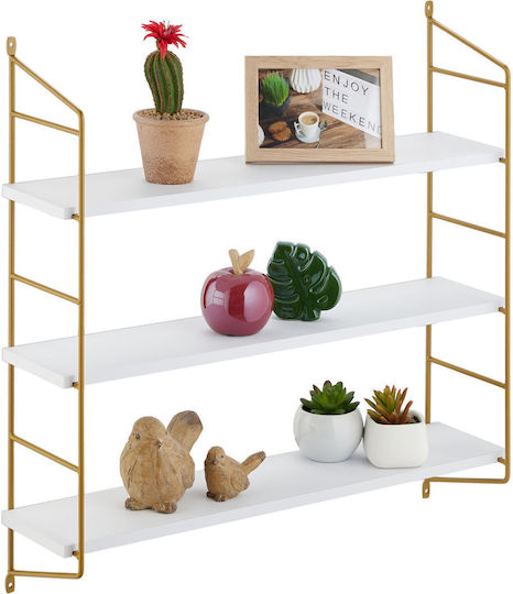 Wall Shelf White/Gold 60x15x15 cm
