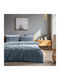 Lino Home Nuda Set Double Bed Sheets With Rubber Hugger 170x200+32cm Petrol Blue 4 Pieces