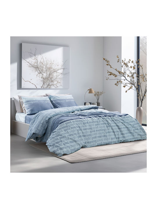 Lino Home Nuvet Σετ Σεντόνια Μονά 170x265εκ. Μπλε (3τμχ)