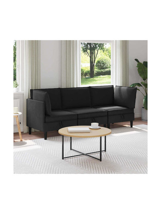 Dreisitzer Sofa mit Stauraum Schwarz 210x70x82cm