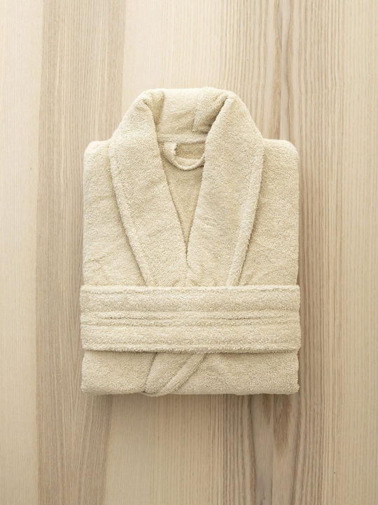 Nima Pure Bathrobe with Collar Sand Beige 350gr/m²