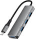 Acefast Hub 4 Ports with USB-A Connection Gray