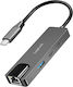 LogiLink Hub USB 3 Porturi USB 3.2 cu Conectare USB-C Ethernet Gri