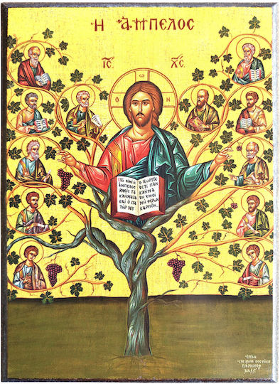 Jesus Christ Die Rebe Bild Rahmen Kategorie Papier Krn Nr 0 Abmessung 10,0cm x 14,0cm Heiligenikonen Holz Mdf S&K Byzantinische Ikonen