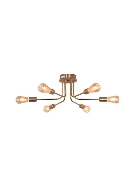 Candelabru Retro 6 X E27 Auriu Ip20 200 X 660 Mm Max 6 X 18 W Candelabru Retro 6 X E27 Auriu Ip20 200 X 660 Mm Max 6 X 18 W