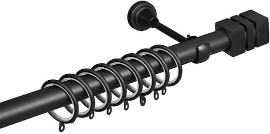 FS Ausziehbare Metallische Vorhangstange 4005 Einzeln 140-250cm Schwarz 4005-25-22-b-mono