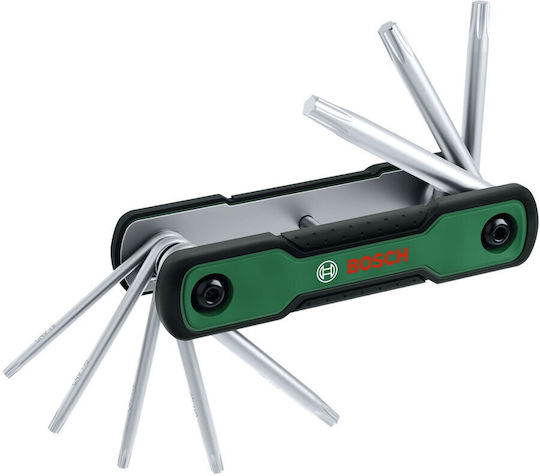 Bosch Комплект От 8 В 1 Сгъваеми Торкс Ключове Bosch 1600a039l8 Зелено-черен Многоцветен