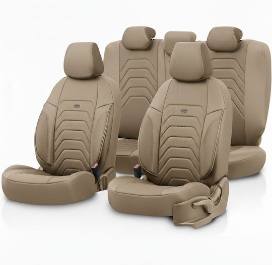 Autositzbezüge Set 11 Stück Kunstleder Beige