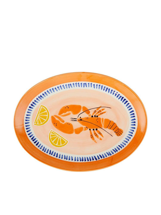 Butlers Coral Coast Овална Керамична Оранжева Сервизна Чиния 34x25см