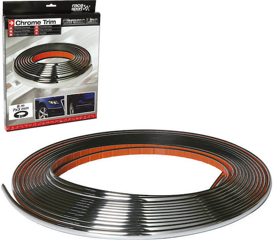 Διακοσμητικό Τριμ Χρωμίου Racesport 8 Μέτρα Χ 7mm Χ 3mm Πάχος