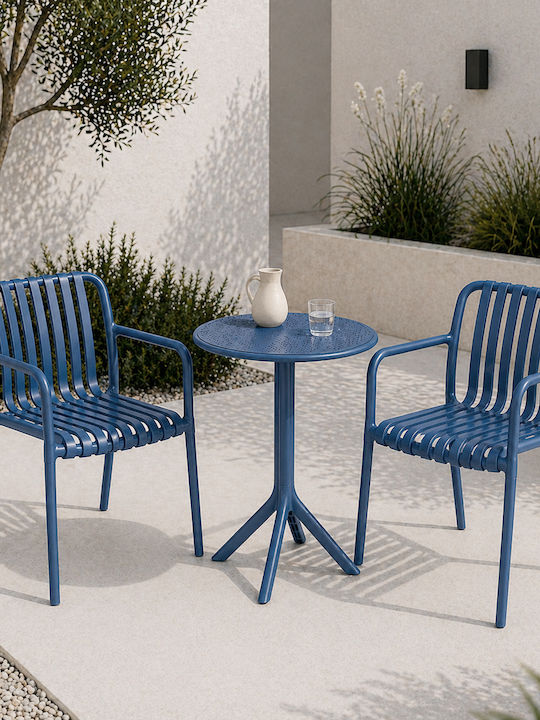 Garden & Outdoor Furniture Sets Dining Room for Small Balcony 3 Pieces Blue Moda