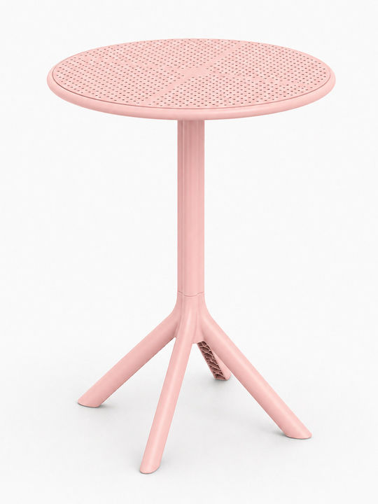 Table for Small Outdoor Spaces Made of Pink Polypropylene 60x60x75cm