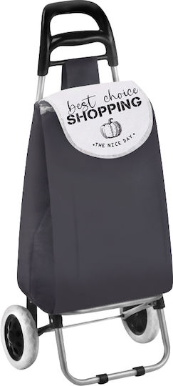 Fabric Shopping Trolley Foldable Gray 35x28x95cm
