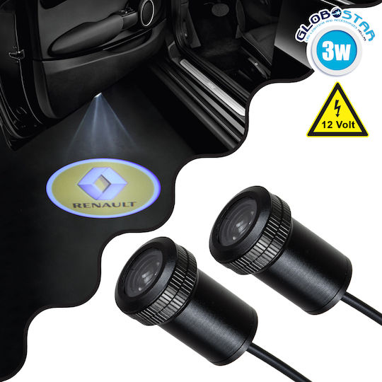 Renault Ghost Car Brand Logo Projector Προτζέκτορας Προβολής Μάρκας Αυτοκινήτου Led Cree Xhp35 3w