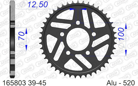Afam Rear Aluminum Sprocket 520 Chain Code 165803-44