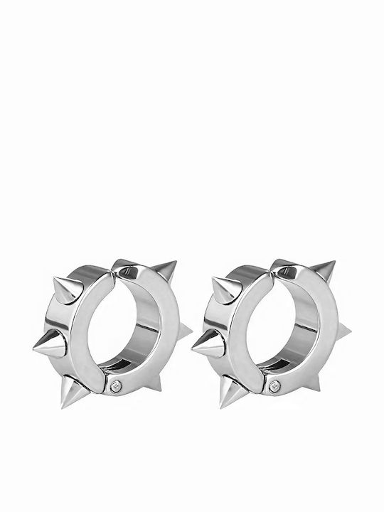 Theodora's Jewellery Men's Hoop Earrings with Clip Made of Steel Jt-E7310-Silver