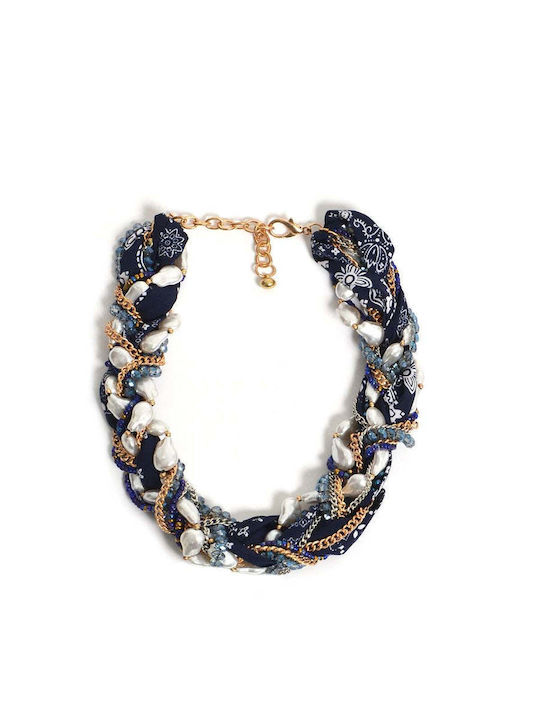 Mat Fashion Колиета с Перли Сини