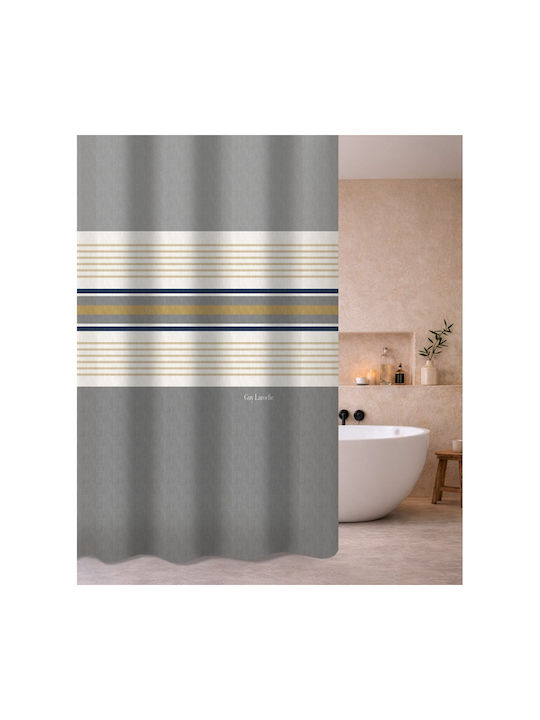 Guy Laroche Pinstripe Duschvorhang Stoff mit Tülle 240x185cm Grau