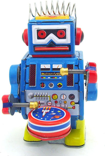Robot Mecanic Tobă Metalică Jucărie Retro Stil Sci-fi Vintage
