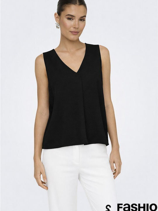Jdy Damen Bluse Ärmellos mit V-Ausschnitt Schwarze