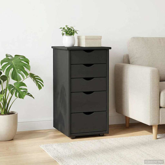 Office Storage Drawer from Solid Wood with Wheels Grey 34x39x61.5cm