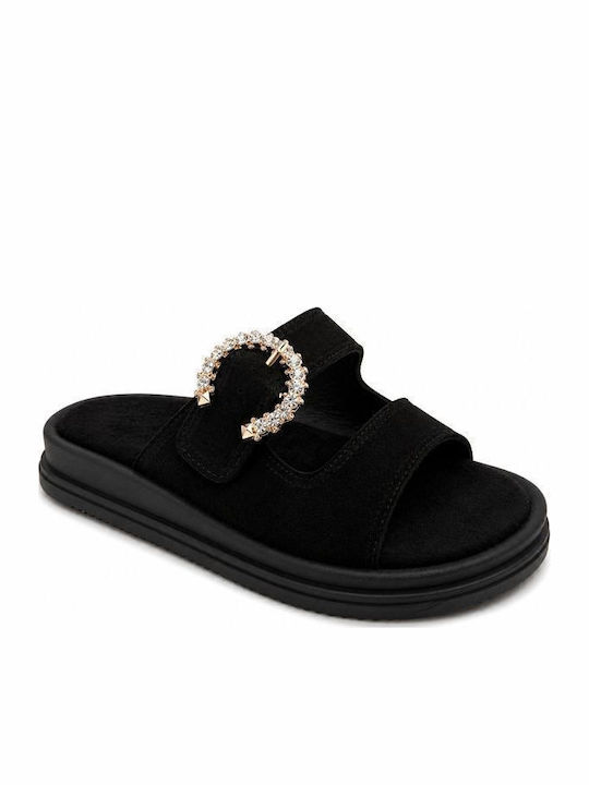 Elenross Women's Flat Sandals Flatforms Black