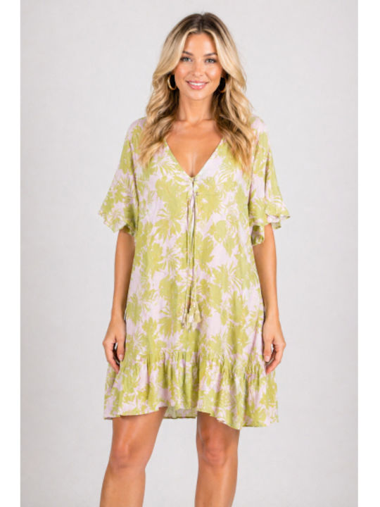 Morena Spain Summer Mini Dress Yellow SL-2471-1...