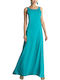 Καλοκαιρινό Maxi Φόρεμα για Γάμο / Βάπτιση Σατέν Emerald
