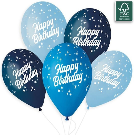 Baloane Latex Happy Birthday Albastre 6 Bucăți