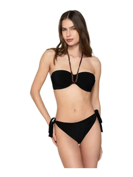 Bikini Slip with Laces Black