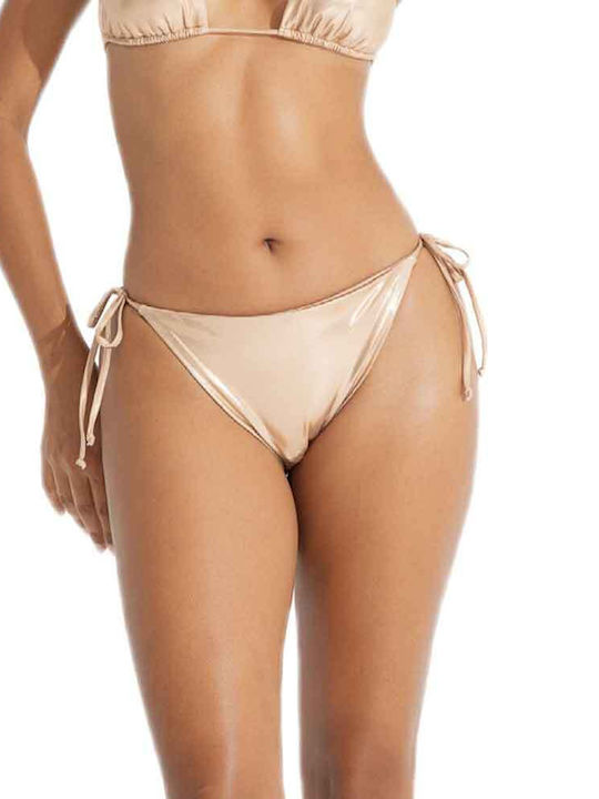 Glow Bikini Slip mit Schnürung Gold